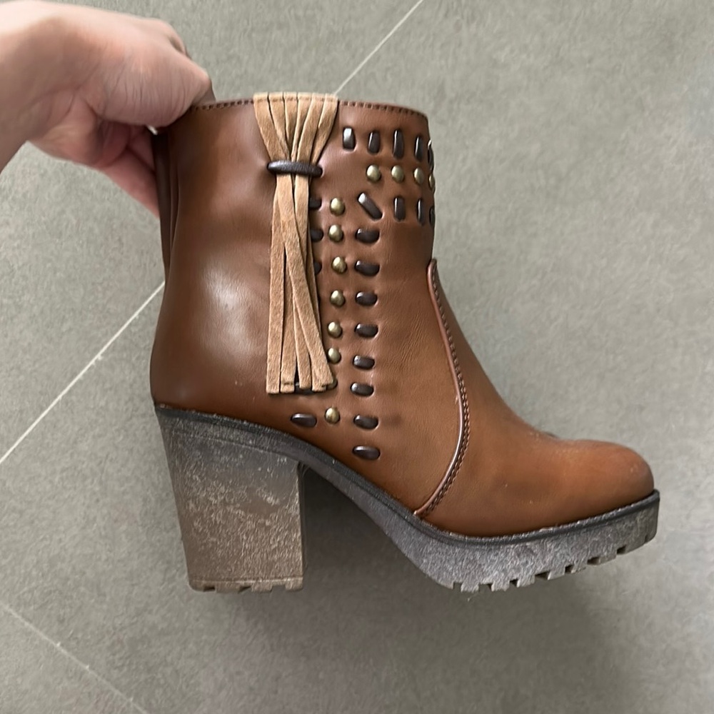 Brown Studded Ankle Boots
